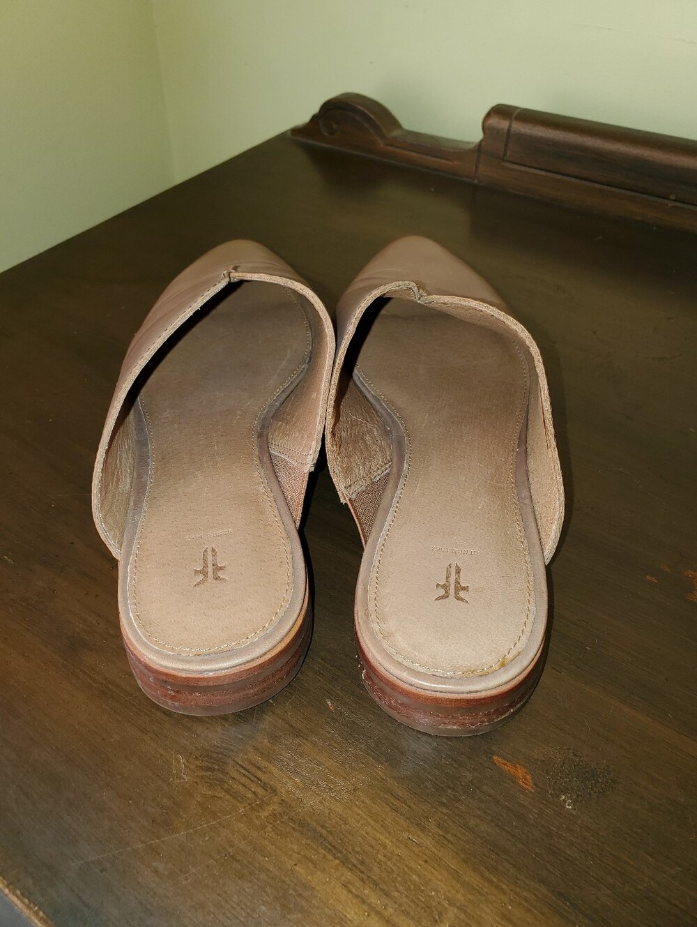 Frye Taupe Leather Slip-On Mules - Picture 4 of 7